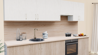 Кухня на заказ Штукатурка кремовая - Дуб светлый